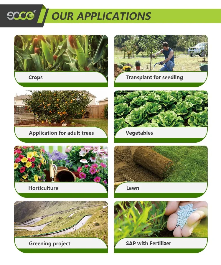 Hydrogel Super Absorbent Polymer for Agriculture for Fruit Trees Lawns Horticulture Vegetables Increase Yield 20% Save Water 50% Transplanting Rate 99%